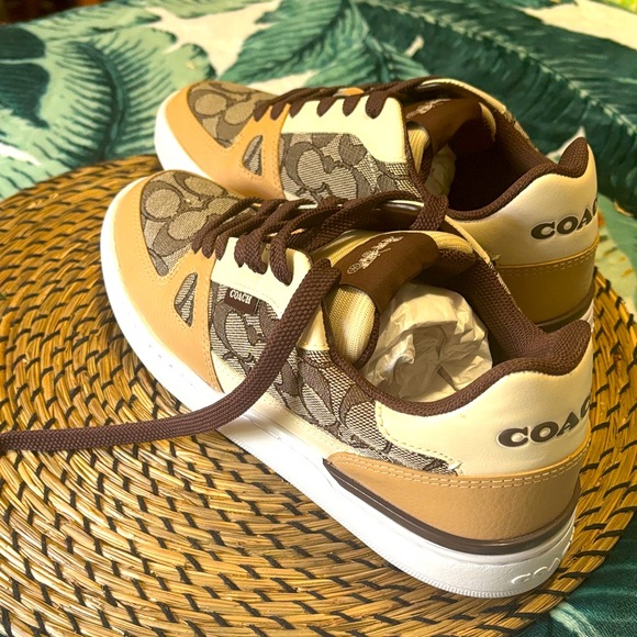 Coach Shoes - Coach Kids' Tan and Cream Patterned Sneakers